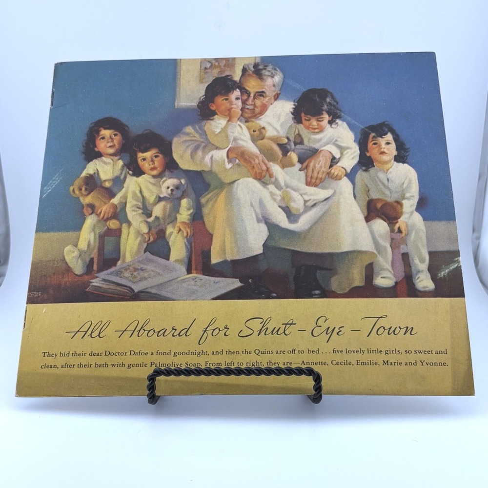 1937 Dionne Quintuplets All Aboard for Shut-Eye-Town Paper Doll Book Palmolive
